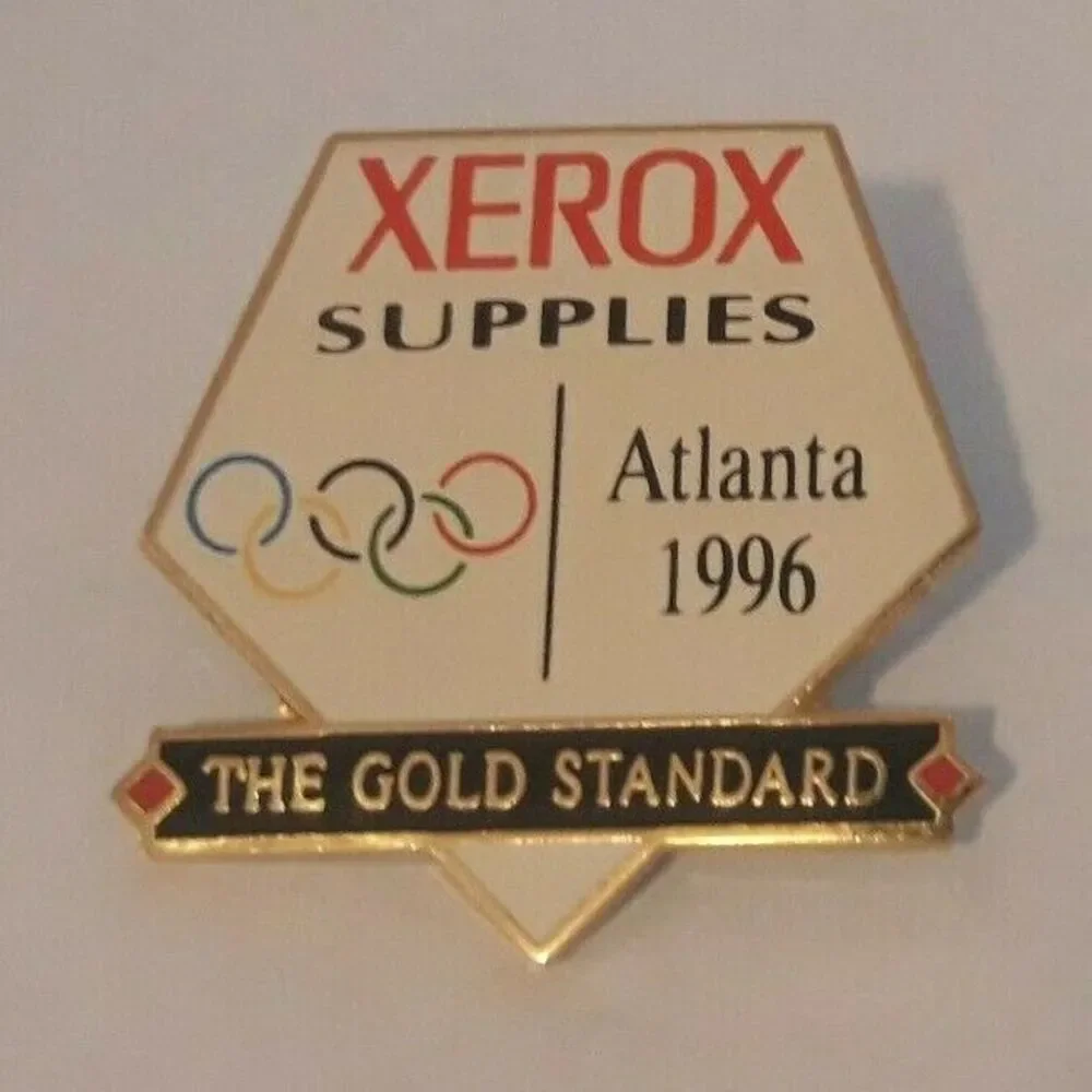 Xerox Supplies The Gold Standard Olympic Pin 1996 Atlanta Enamel Lapel Tack logo